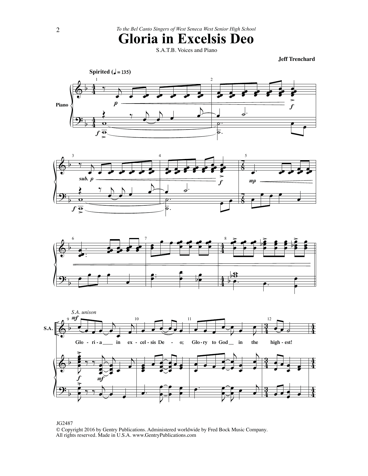 Jeff Trenchard Gloria in Excelsis Deo Sheet Music Notes & Chords for Choral - Download or Print PDF