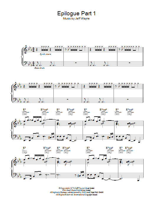 Jeff Wayne Epilogue (Part 1) (from War Of The Worlds) Sheet Music Notes & Chords for Piano, Vocal & Guitar - Download or Print PDF