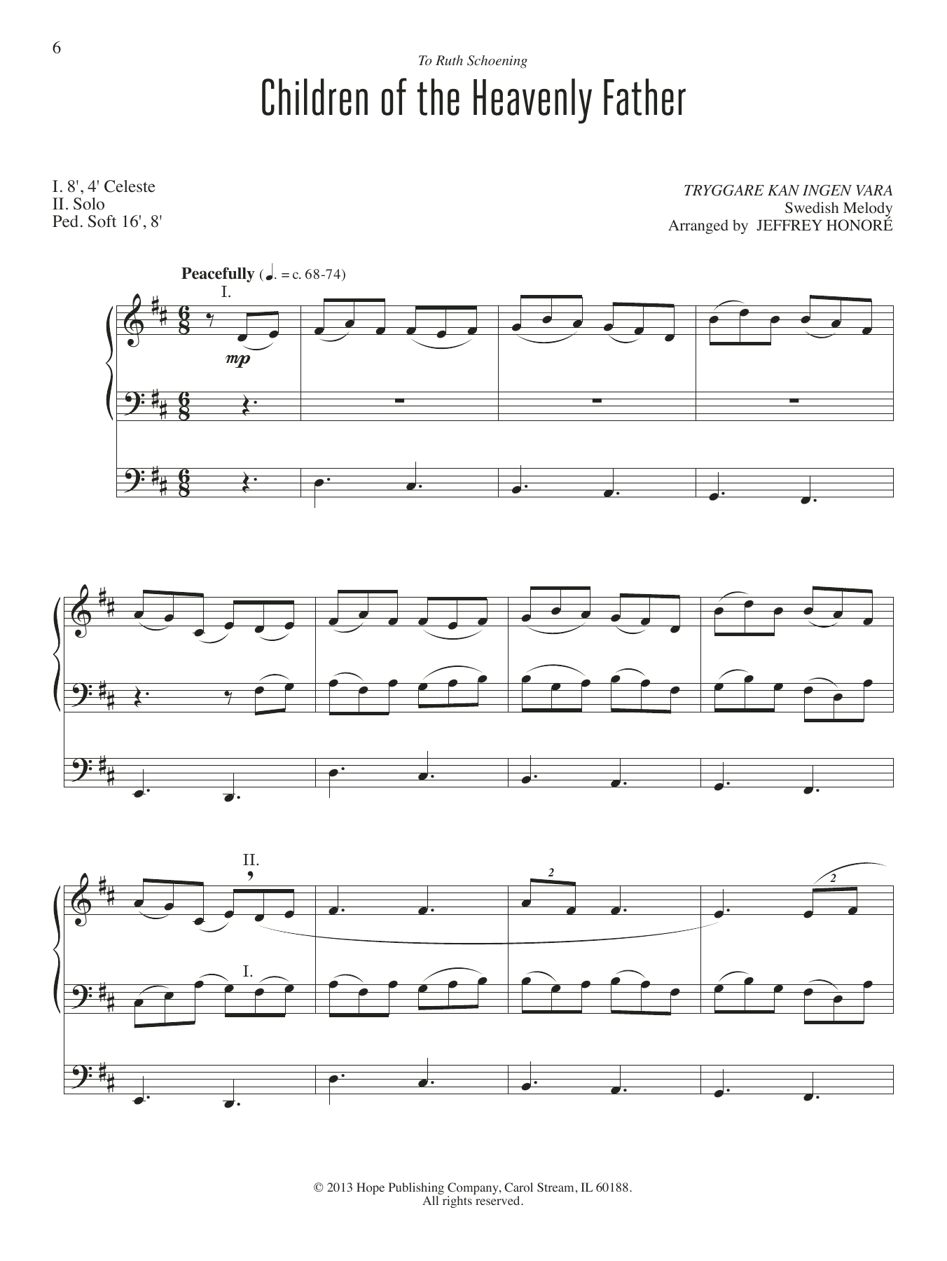 Jeffery Honore Children of the Heavenly Father Sheet Music Notes & Chords for Organ - Download or Print PDF