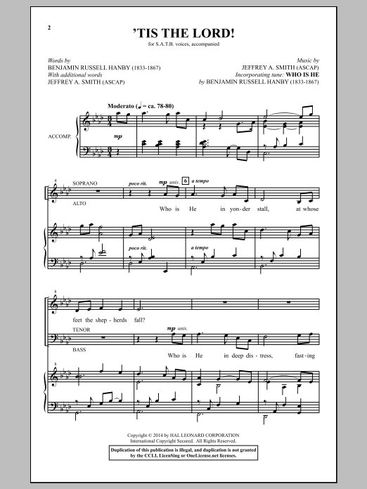Jeffrey A. Smith 'Tis The Lord! Sheet Music Notes & Chords for SATB - Download or Print PDF