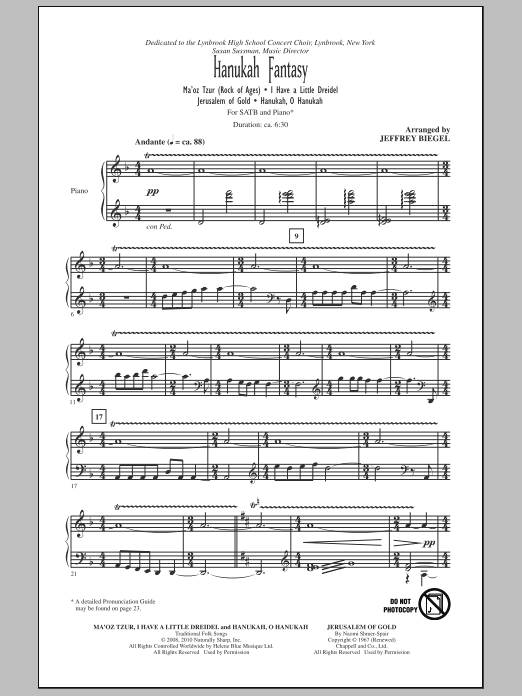Jeffrey Biegel Hanukah Fantasy Sheet Music Notes & Chords for SATB - Download or Print PDF