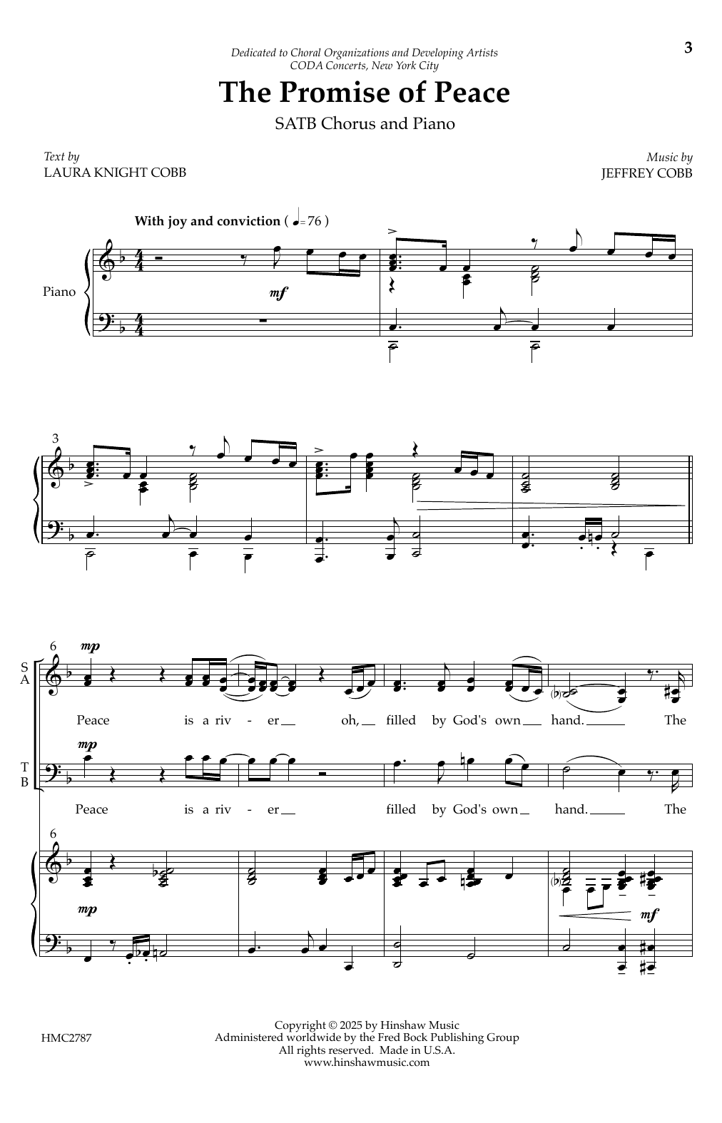 Jeffrey Cobb The Promise of Peace Sheet Music Notes & Chords for SATB Choir - Download or Print PDF Jeffrey Cobb The Promise of Peace Sheet Music Notes & Chords for SATB Choir - Download or Print PDF