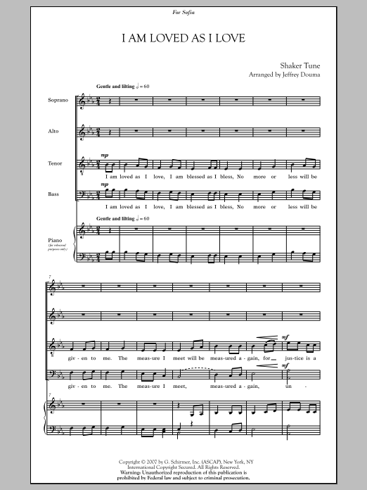 Traditional I Am Loved As I Love (arr. Jeffrey Douma) Sheet Music Notes & Chords for SATB - Download or Print PDF