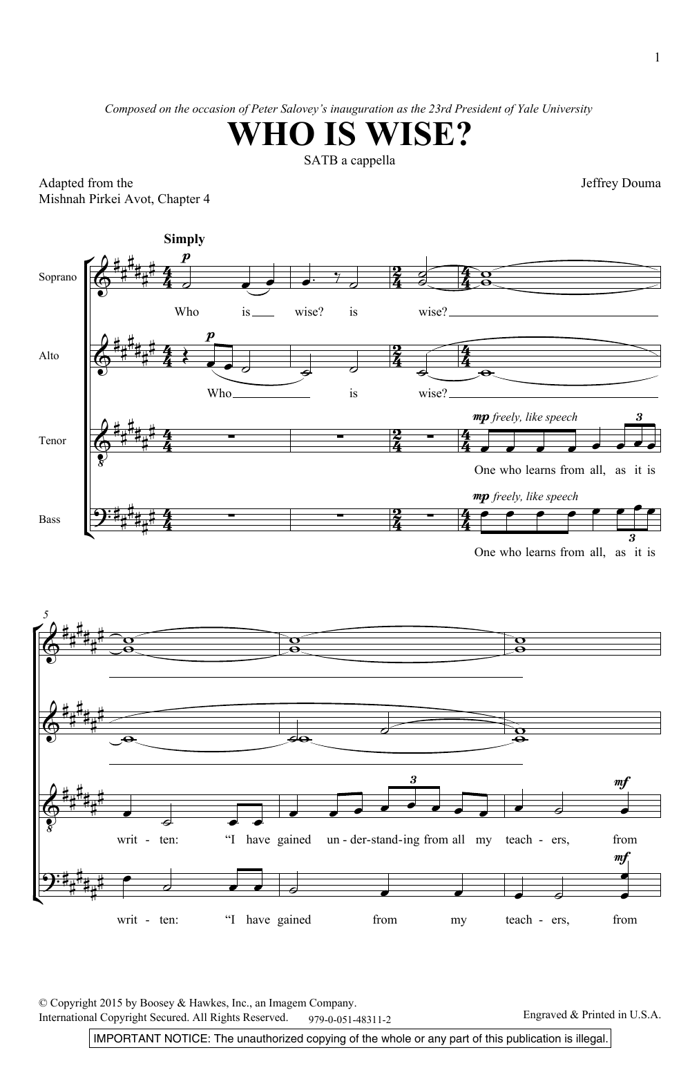 Jeffrey Douma Who Is Wise? Sheet Music Notes & Chords for SATB - Download or Print PDF