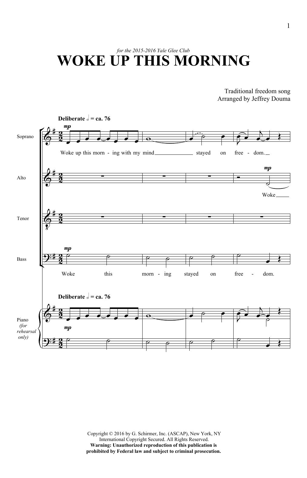 Jeffrey Douma Woke Up This Morning Sheet Music Notes & Chords for SATB - Download or Print PDF