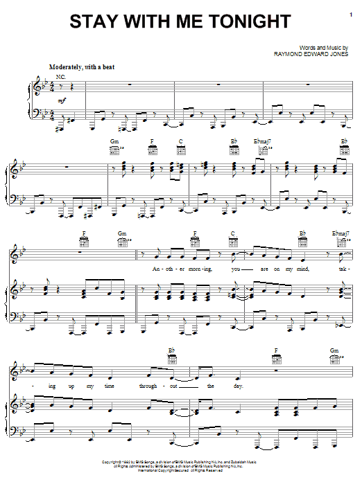 Jeffrey Osbourne Stay With Me Tonight Sheet Music Notes & Chords for Bass Guitar Tab - Download or Print PDF