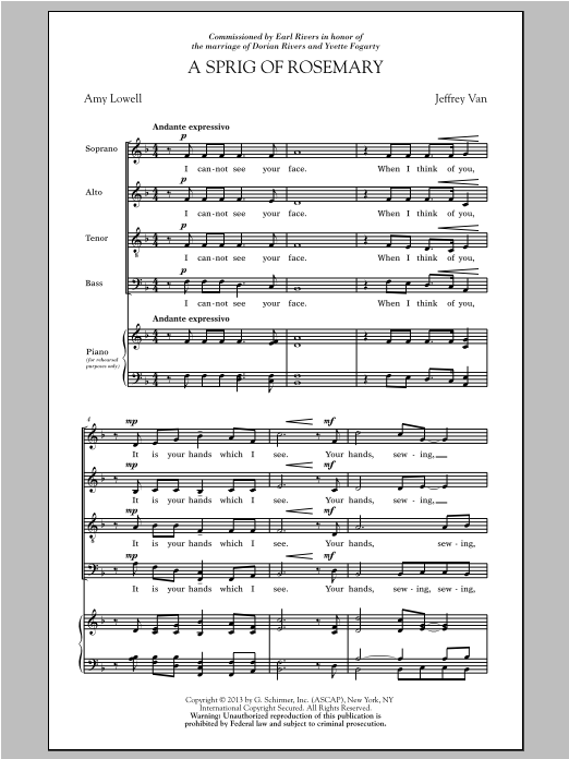 Jeffrey Van A Sprig Of Rosemary Sheet Music Notes & Chords for SATB - Download or Print PDF