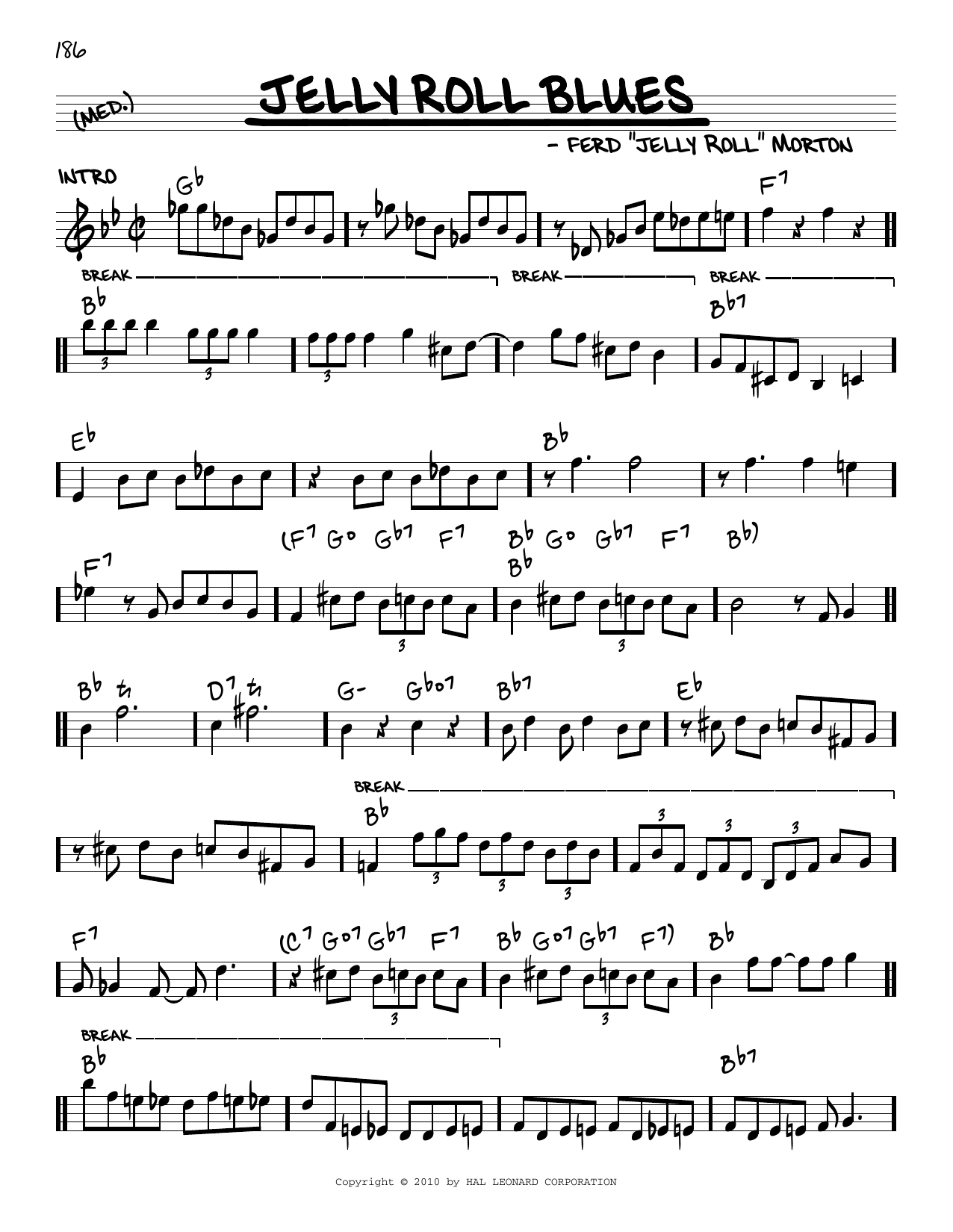 Jelly Roll Morton Jelly Roll Blues (arr. Robert Rawlins) Sheet Music Notes & Chords for Real Book – Melody, Lyrics & Chords - Download or Print PDF