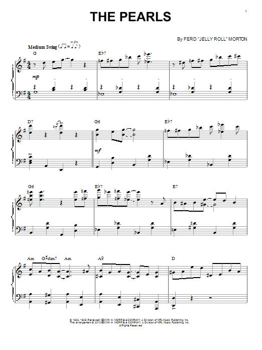 Jelly Roll Morton The Pearls (arr. Brent Edstrom) Sheet Music Notes & Chords for Piano - Download or Print PDF