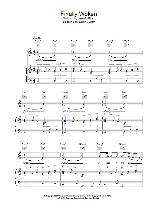 Jem Finally Woken Sheet Music Notes & Chords for Piano, Vocal & Guitar (Right-Hand Melody) - Download or Print PDF