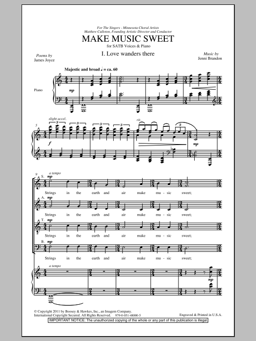 Jenni Brandon Make Sweet Music Sheet Music Notes & Chords for SATB - Download or Print PDF