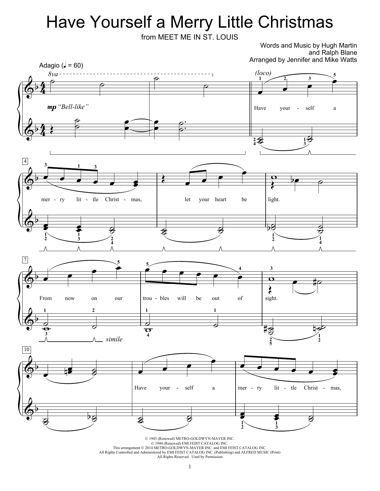 Jennifer and Mike Watts Have Yourself A Merry Little Christmas Sheet Music Notes & Chords for Educational Piano - Download or Print PDF