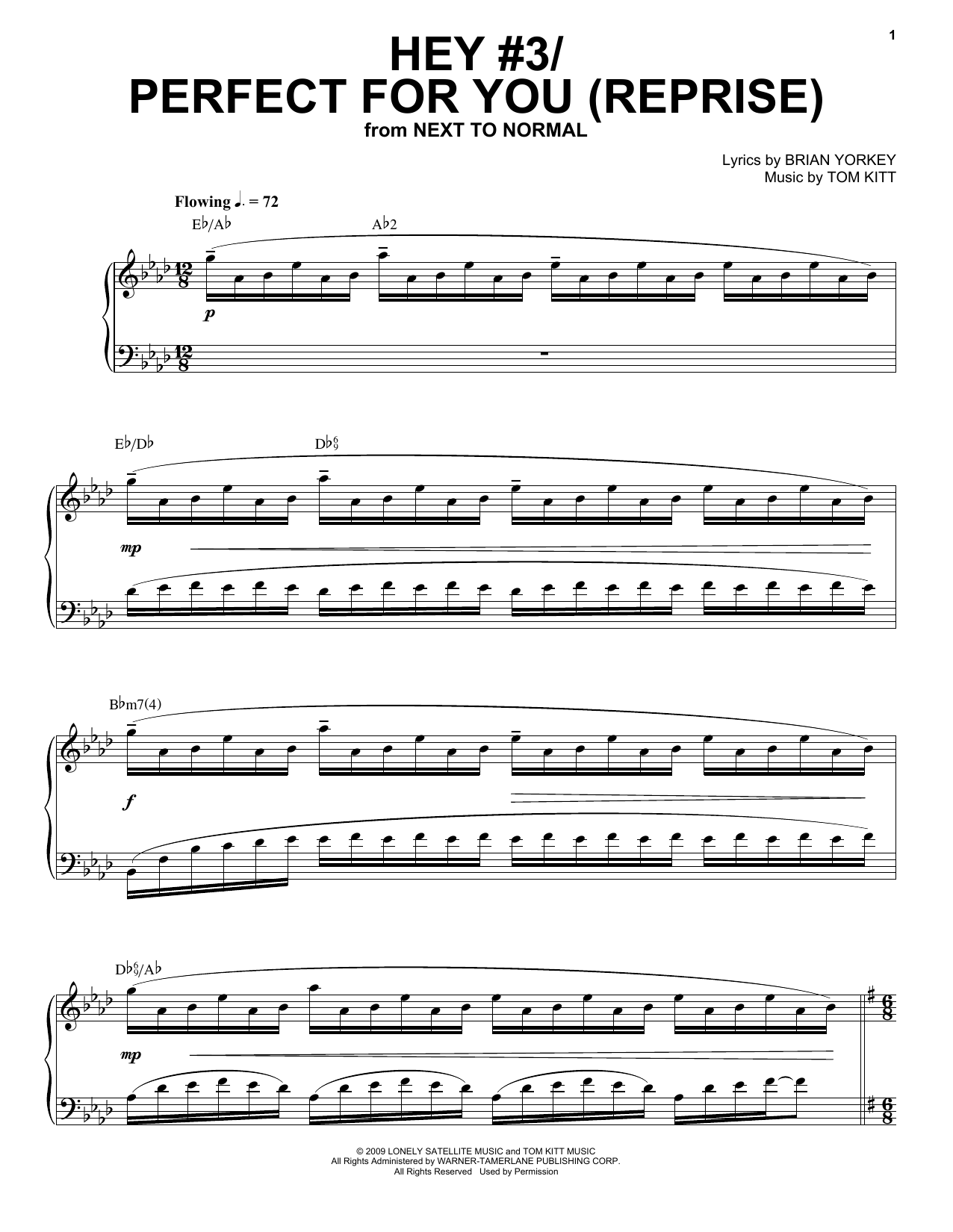 Jennifer Damiano & Adam Chanler-Berat Hey #3/Perfect For You (Reprise) (from Next to Normal) Sheet Music Notes & Chords for Piano & Vocal - Download or Print PDF