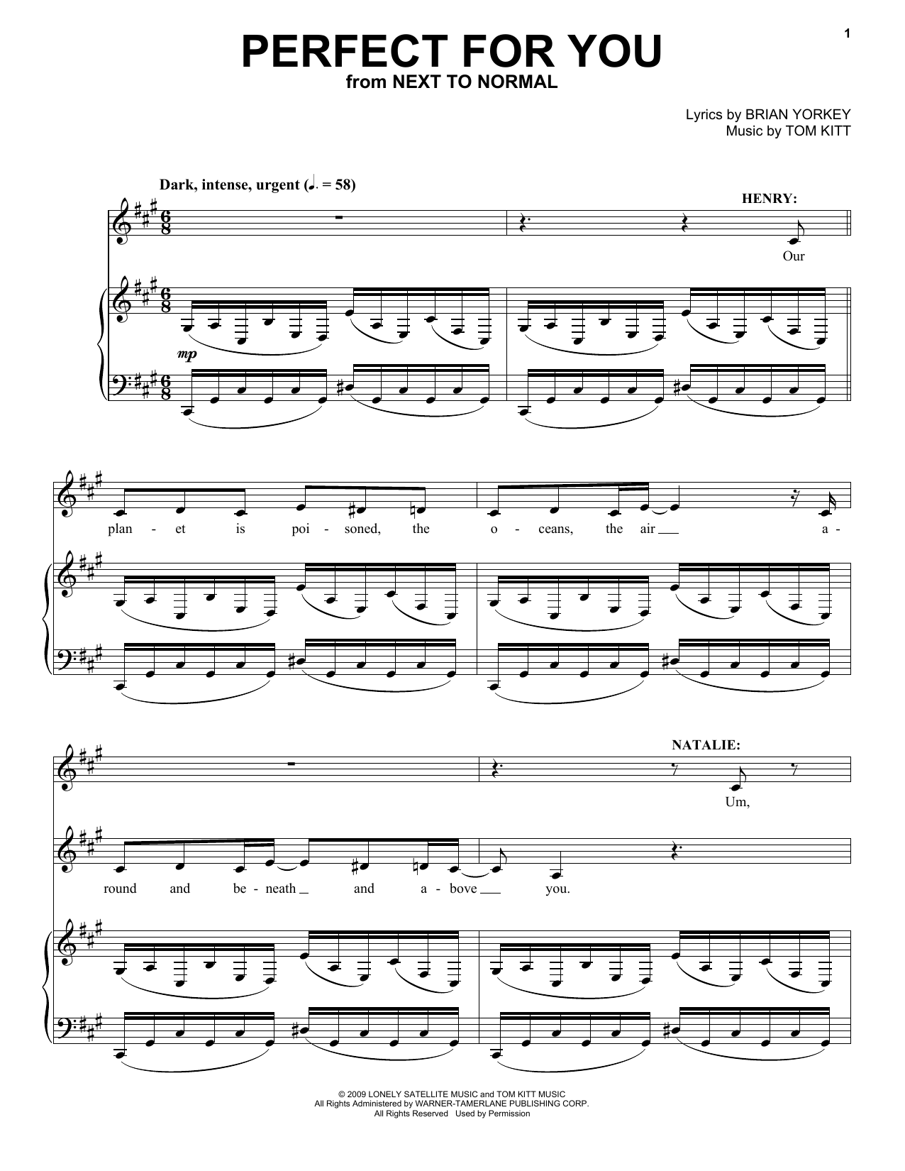 Jennifer Damiano & Adam Chanler-Berat Perfect For You (from Next to Normal) Sheet Music Notes & Chords for Piano & Vocal - Download or Print PDF
