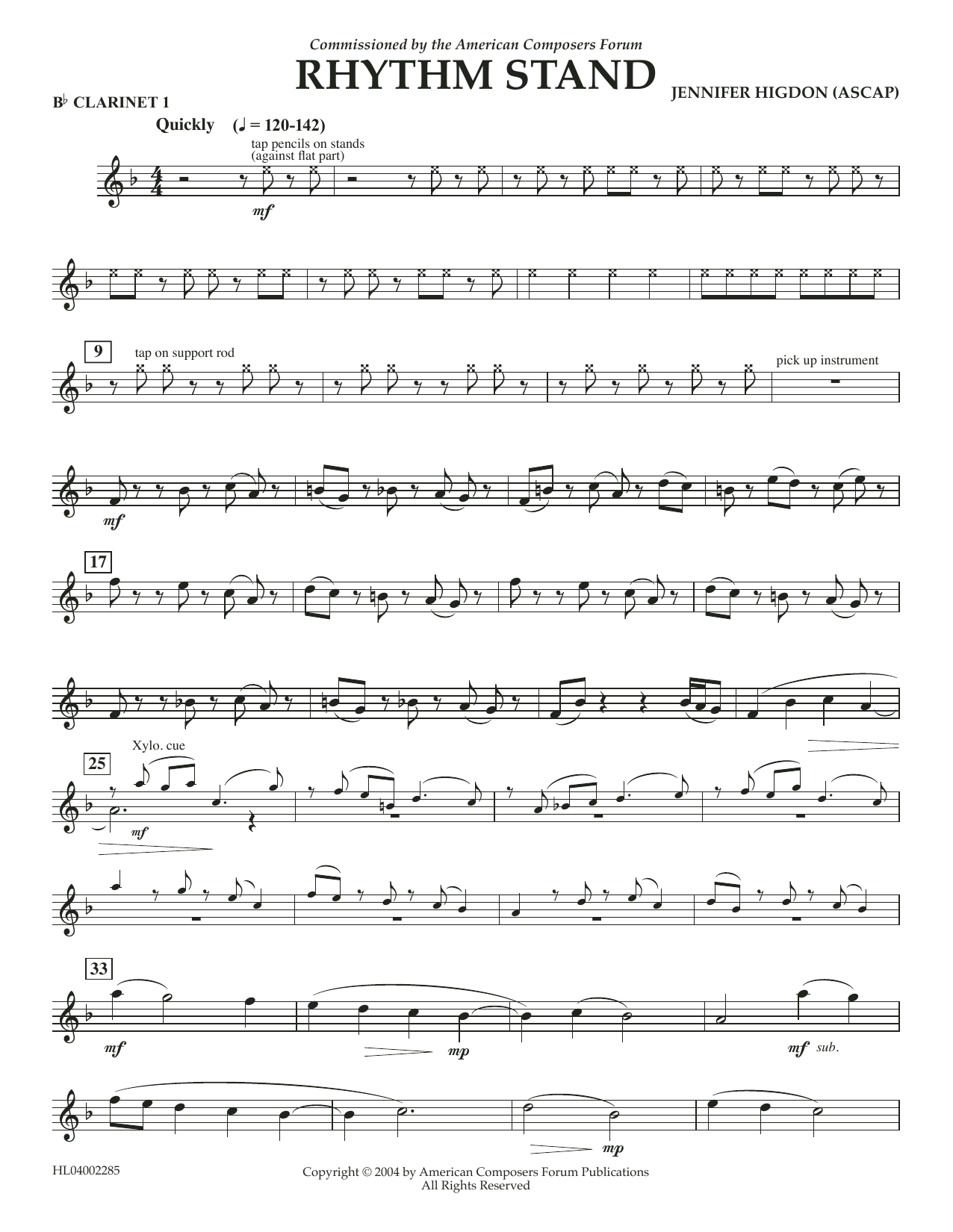 Jennifer Higdon Rhythm Stand - Bb Clarinet 1 Sheet Music Notes & Chords for Concert Band - Download or Print PDF