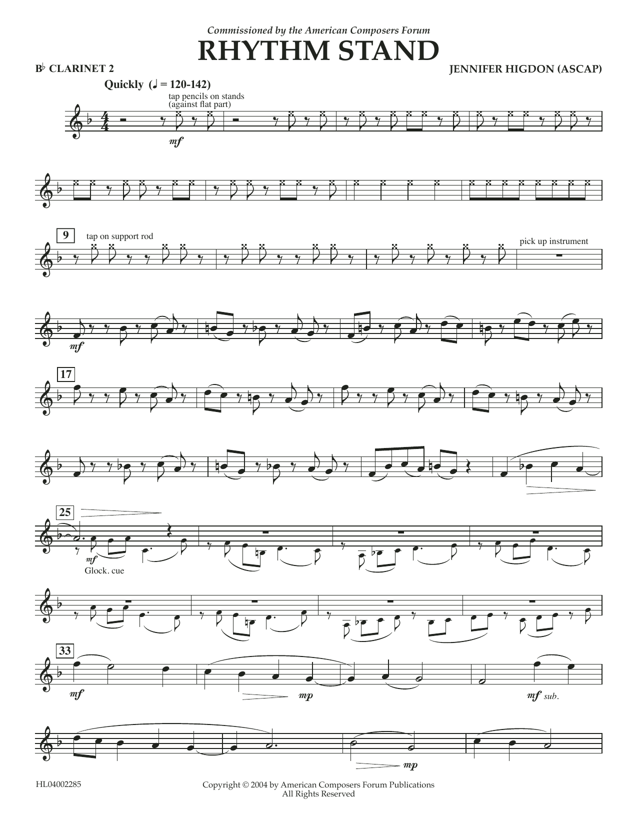 Jennifer Higdon Rhythm Stand - Bb Clarinet 2 Sheet Music Notes & Chords for Concert Band - Download or Print PDF