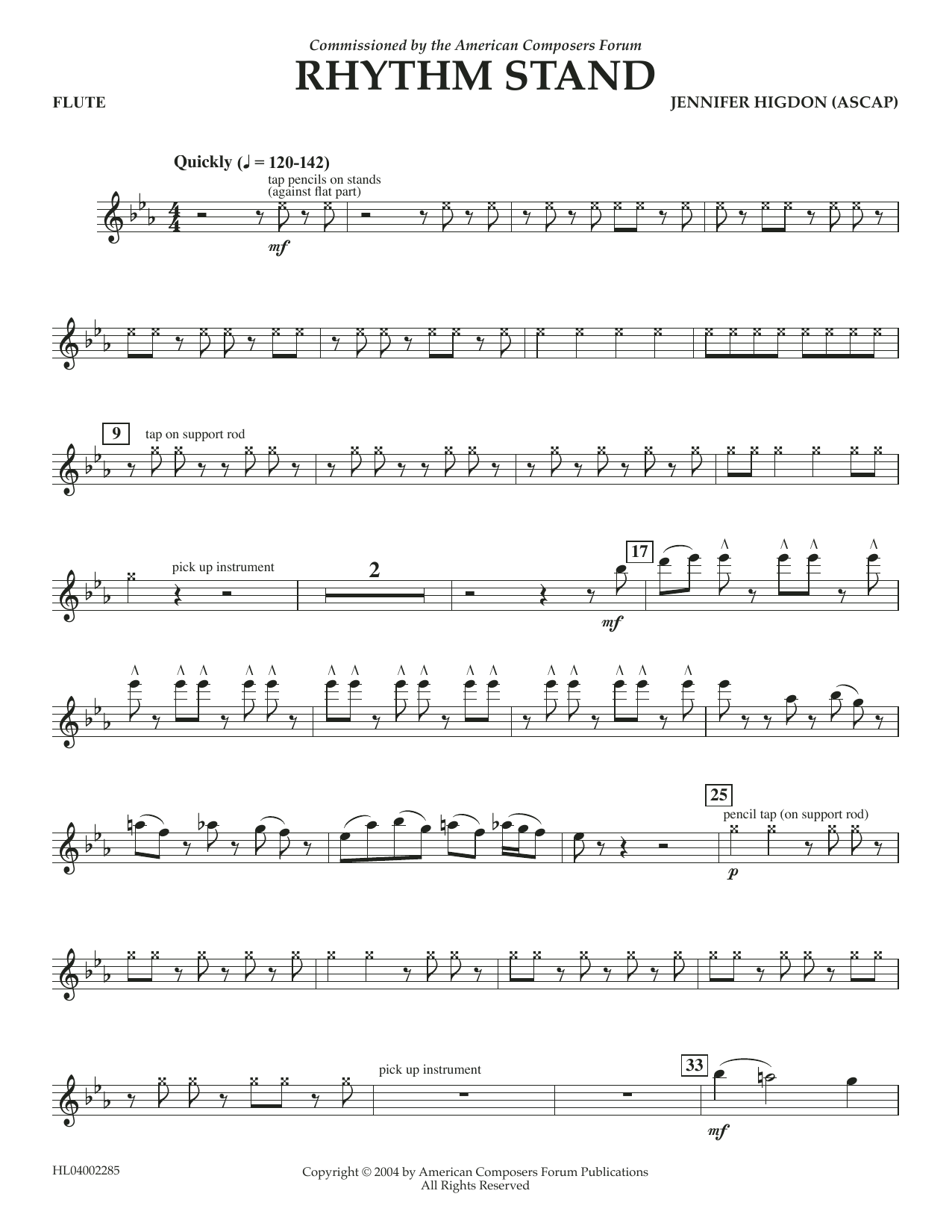 Jennifer Higdon Rhythm Stand - Flute Sheet Music Notes & Chords for Concert Band - Download or Print PDF