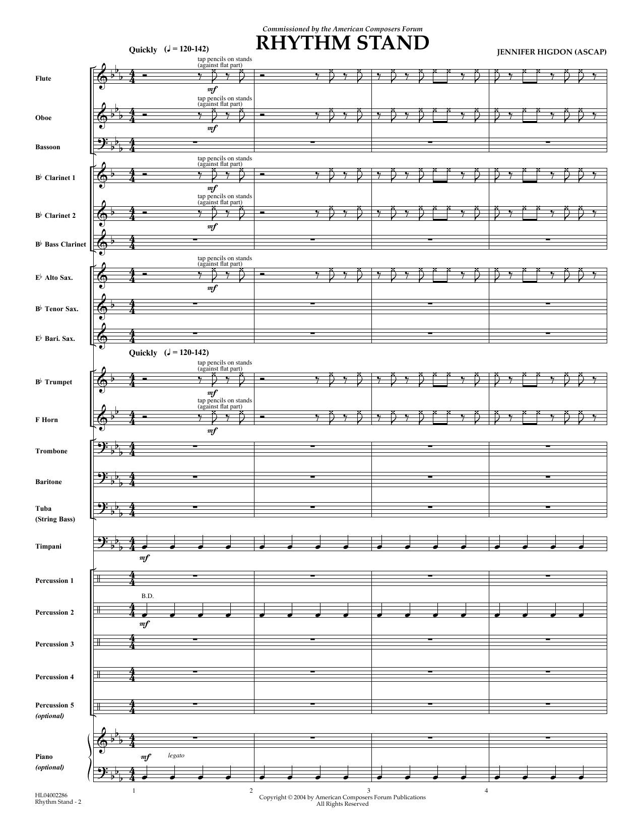 Jennifer Higdon Rhythm Stand - Full Score Sheet Music Notes & Chords for Concert Band - Download or Print PDF