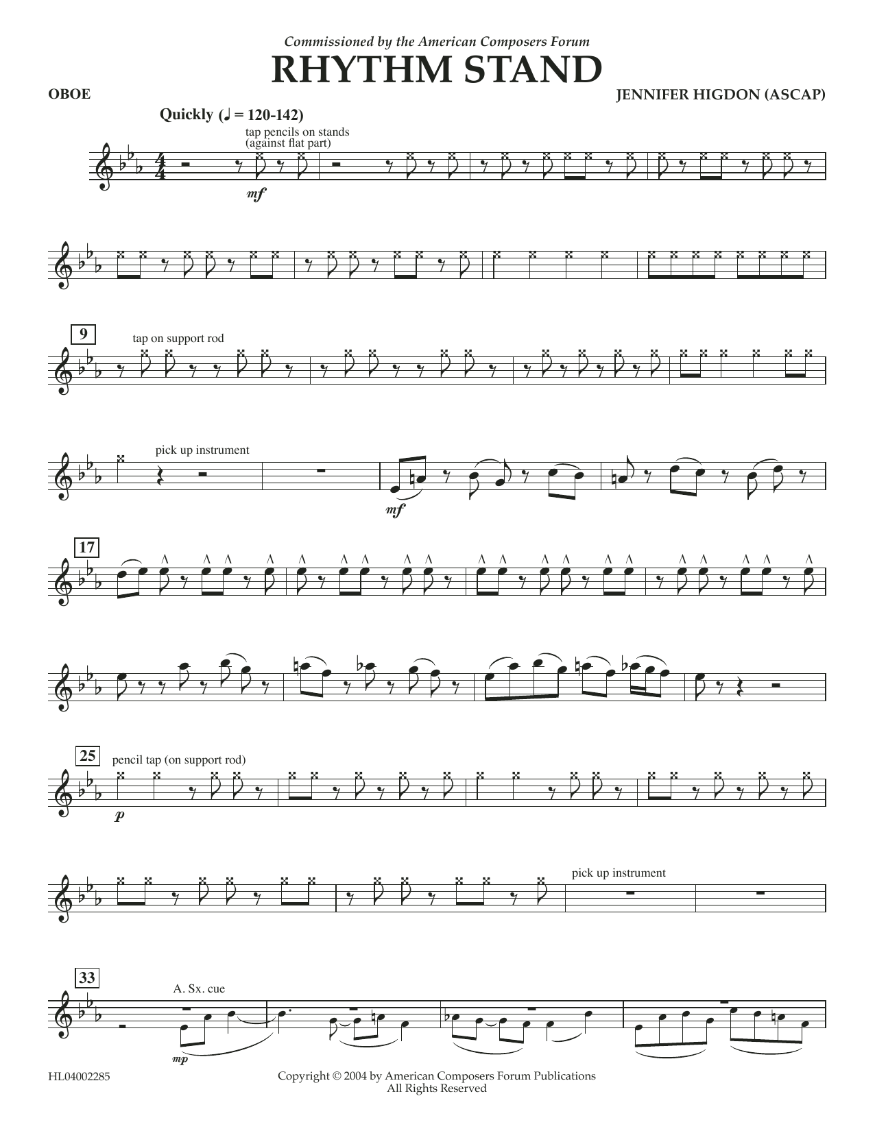 Jennifer Higdon Rhythm Stand - Oboe Sheet Music Notes & Chords for Concert Band - Download or Print PDF