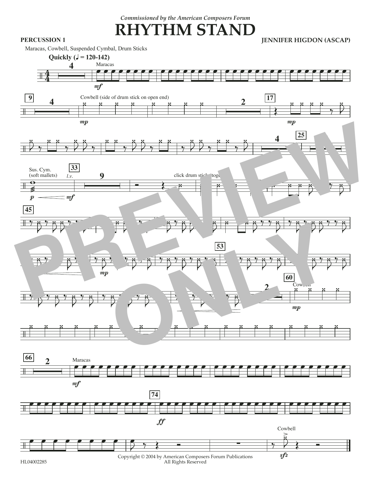 Jennifer Higdon Rhythm Stand - Percussion 1 Sheet Music Notes & Chords for Concert Band - Download or Print PDF