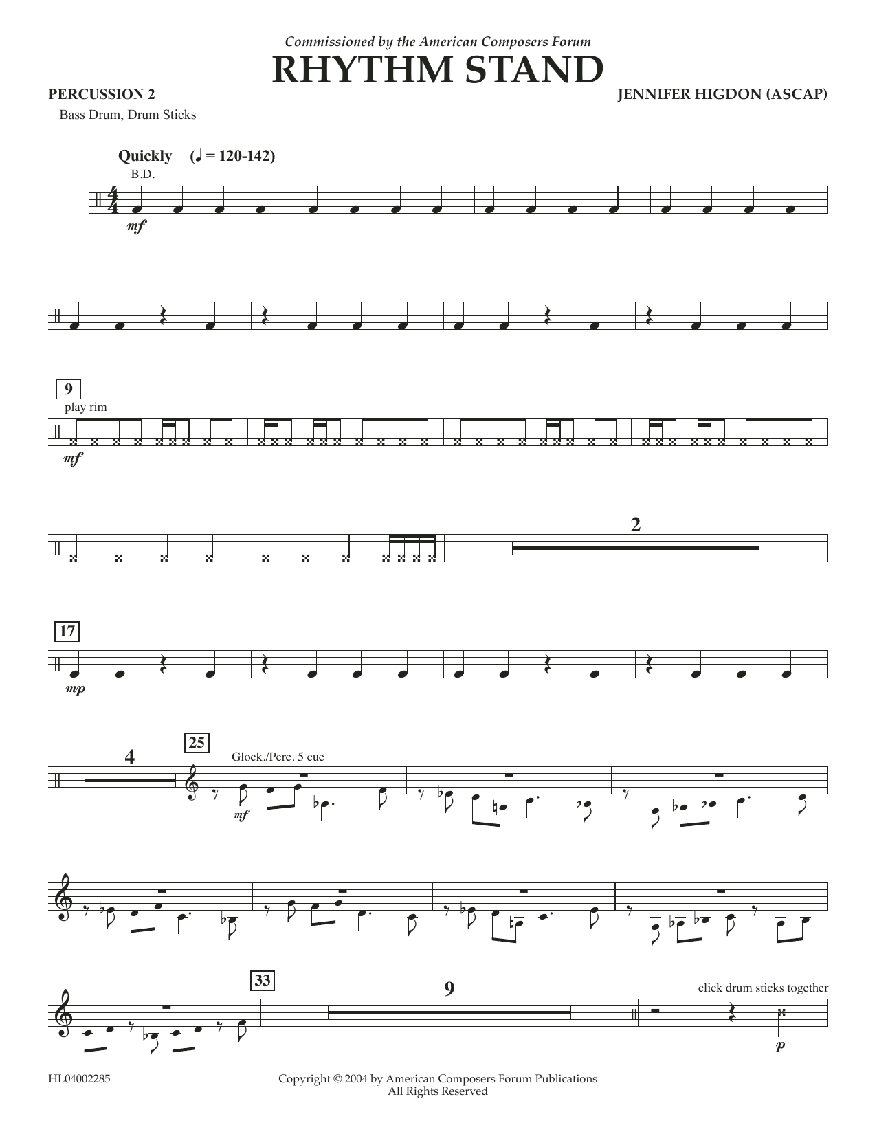 Jennifer Higdon Rhythm Stand - Percussion 2 Sheet Music Notes & Chords for Concert Band - Download or Print PDF