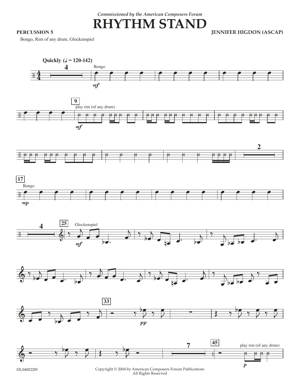 Jennifer Higdon Rhythm Stand - Percussion 5 Sheet Music Notes & Chords for Concert Band - Download or Print PDF