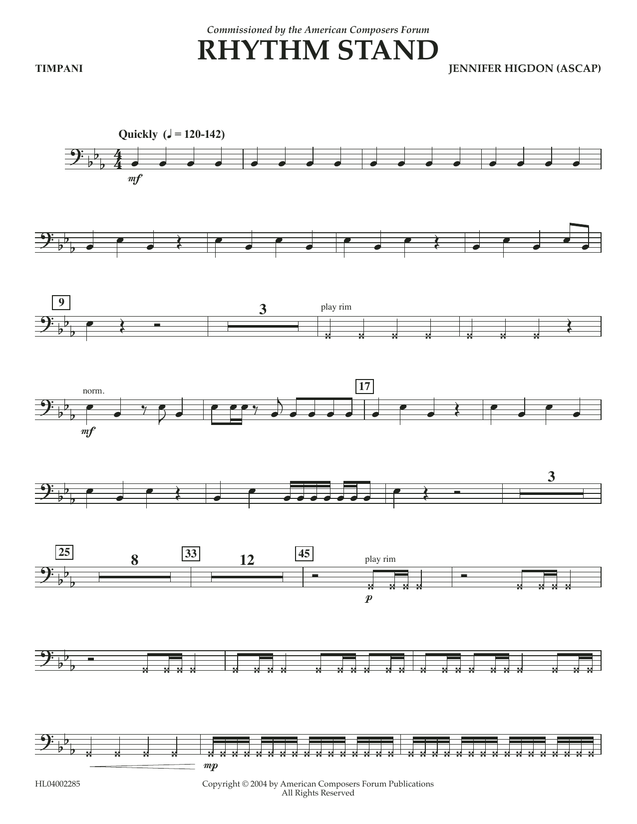 Jennifer Higdon Rhythm Stand - Timpani Sheet Music Notes & Chords for Concert Band - Download or Print PDF