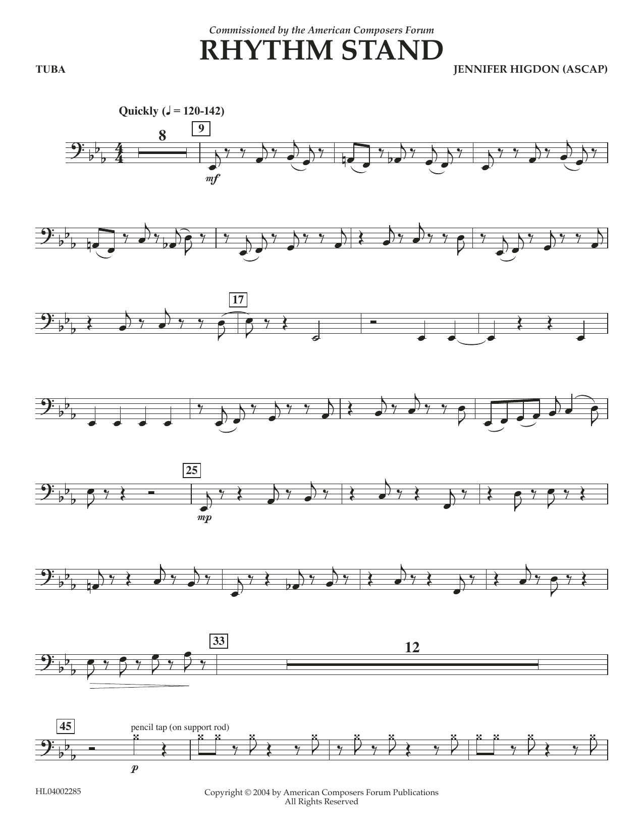 Jennifer Higdon Rhythm Stand - Tuba Sheet Music Notes & Chords for Concert Band - Download or Print PDF