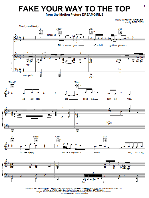 Jennifer Hudson Fake Your Way To The Top Sheet Music Notes & Chords for Piano, Vocal & Guitar (Right-Hand Melody) - Download or Print PDF