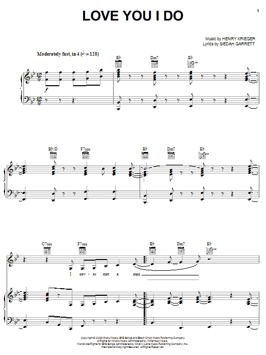 Jennifer Hudson Love You I Do Sheet Music Notes & Chords for Piano, Vocal & Guitar (Right-Hand Melody) - Download or Print PDF