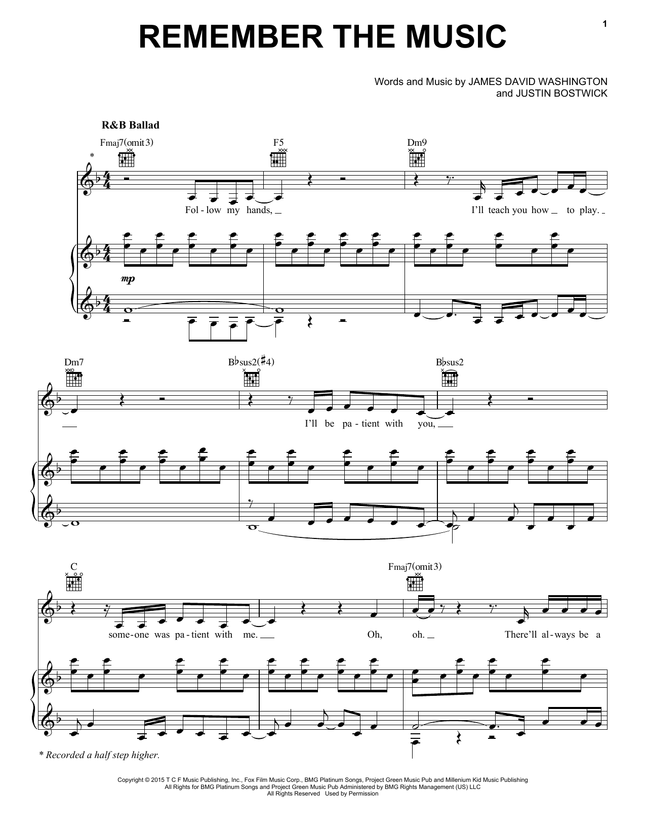 Jennifer Hudson Remember The Music Sheet Music Notes & Chords for Piano, Vocal & Guitar (Right-Hand Melody) - Download or Print PDF