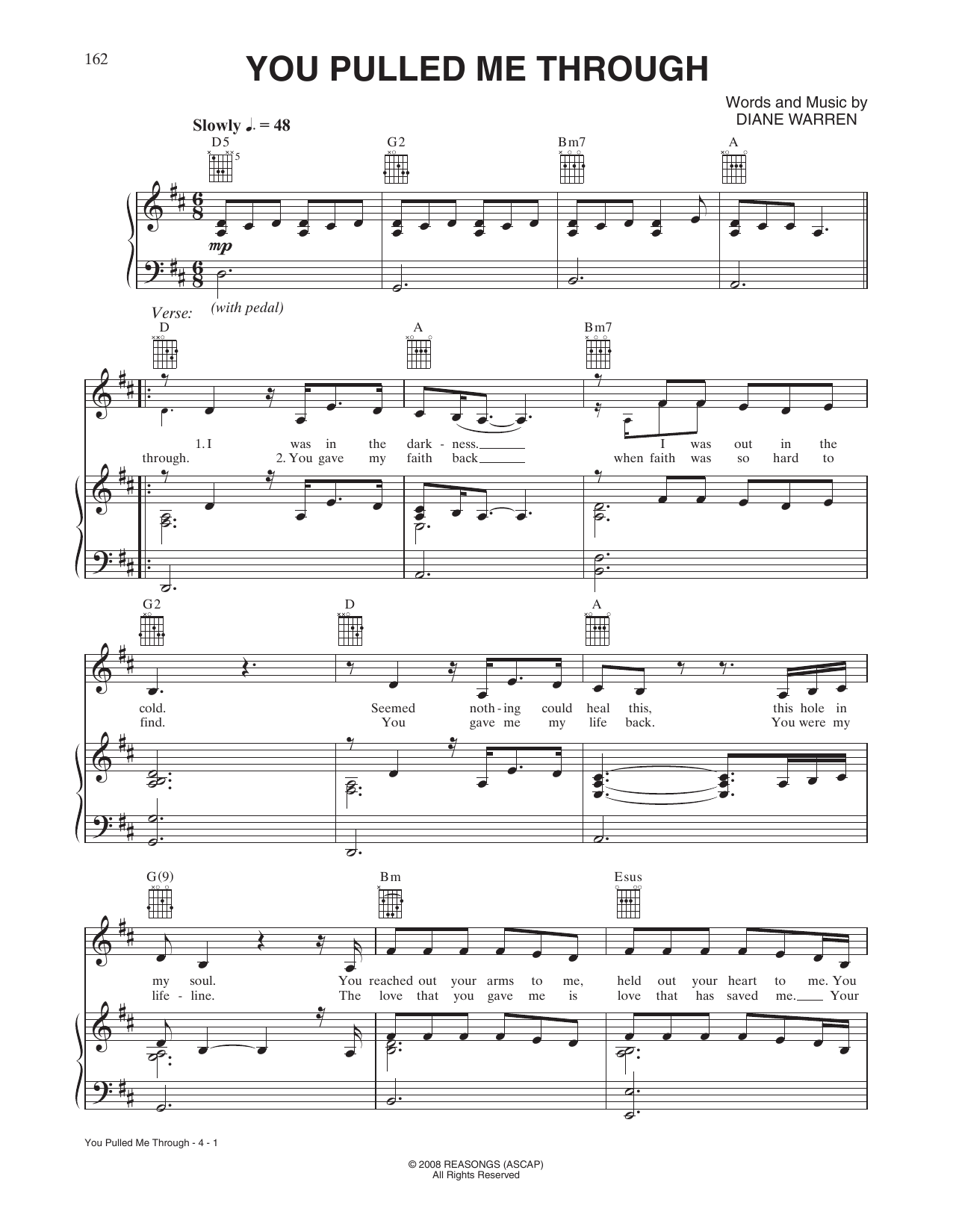 Jennifer Hudson You Pulled Me Through Sheet Music Notes & Chords for Piano, Vocal & Guitar Chords (Right-Hand Melody) - Download or Print PDF