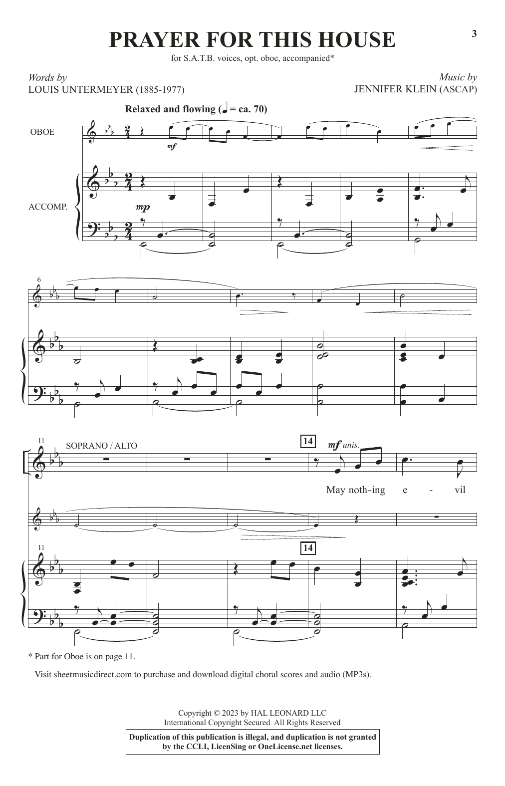 Jennifer Klein Prayer For This House Sheet Music Notes & Chords for SATB Choir - Download or Print PDF