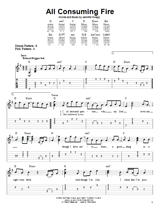 Jennifer Knapp All Consuming Fire Sheet Music Notes & Chords for Piano, Vocal & Guitar Chords (Right-Hand Melody) - Download or Print PDF Jennifer Knapp All Consuming Fire Sheet Music Notes & Chords for Piano, Vocal & Guitar Chords (Right-Hand Melody) - Download or Print PDF