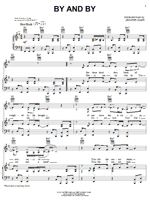 Jennifer Knapp By And By Sheet Music Notes & Chords for Piano, Vocal & Guitar (Right-Hand Melody) - Download or Print PDF Jennifer Knapp By And By Sheet Music Notes & Chords for Piano, Vocal & Guitar (Right-Hand Melody) - Download or Print PDF
