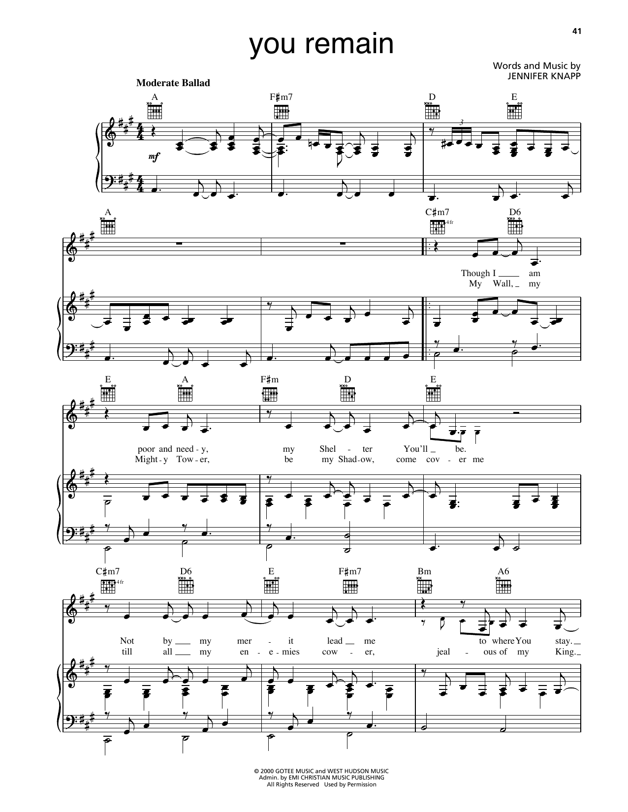 Jennifer Knapp You Remain Sheet Music Notes & Chords for Piano, Vocal & Guitar Chords (Right-Hand Melody) - Download or Print PDF Jennifer Knapp You Remain Sheet Music Notes & Chords for Piano, Vocal & Guitar Chords (Right-Hand Melody) - Download or Print PDF