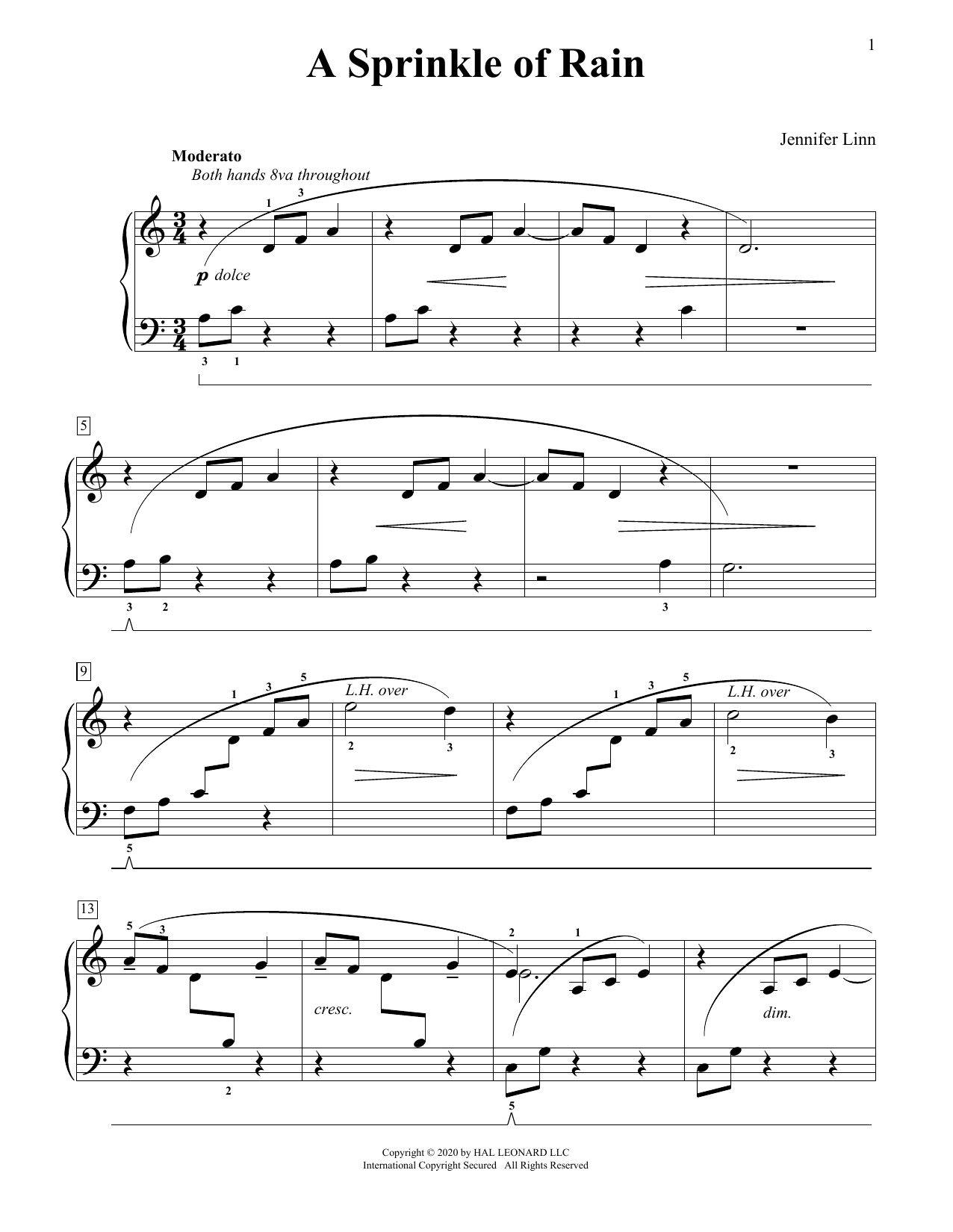 Jennifer Linn A Sprinkle Of Rain Sheet Music Notes & Chords for Educational Piano - Download or Print PDF