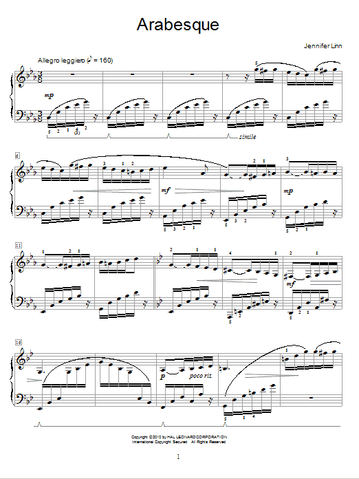 Jennifer Linn Arabesque Sheet Music Notes & Chords for Educational Piano - Download or Print PDF