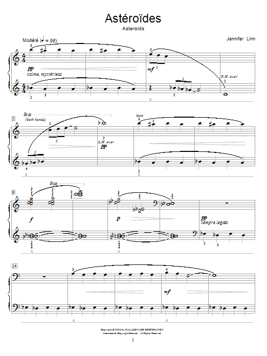 Jennifer Linn Asteroides (Asteroids) Sheet Music Notes & Chords for Educational Piano - Download or Print PDF