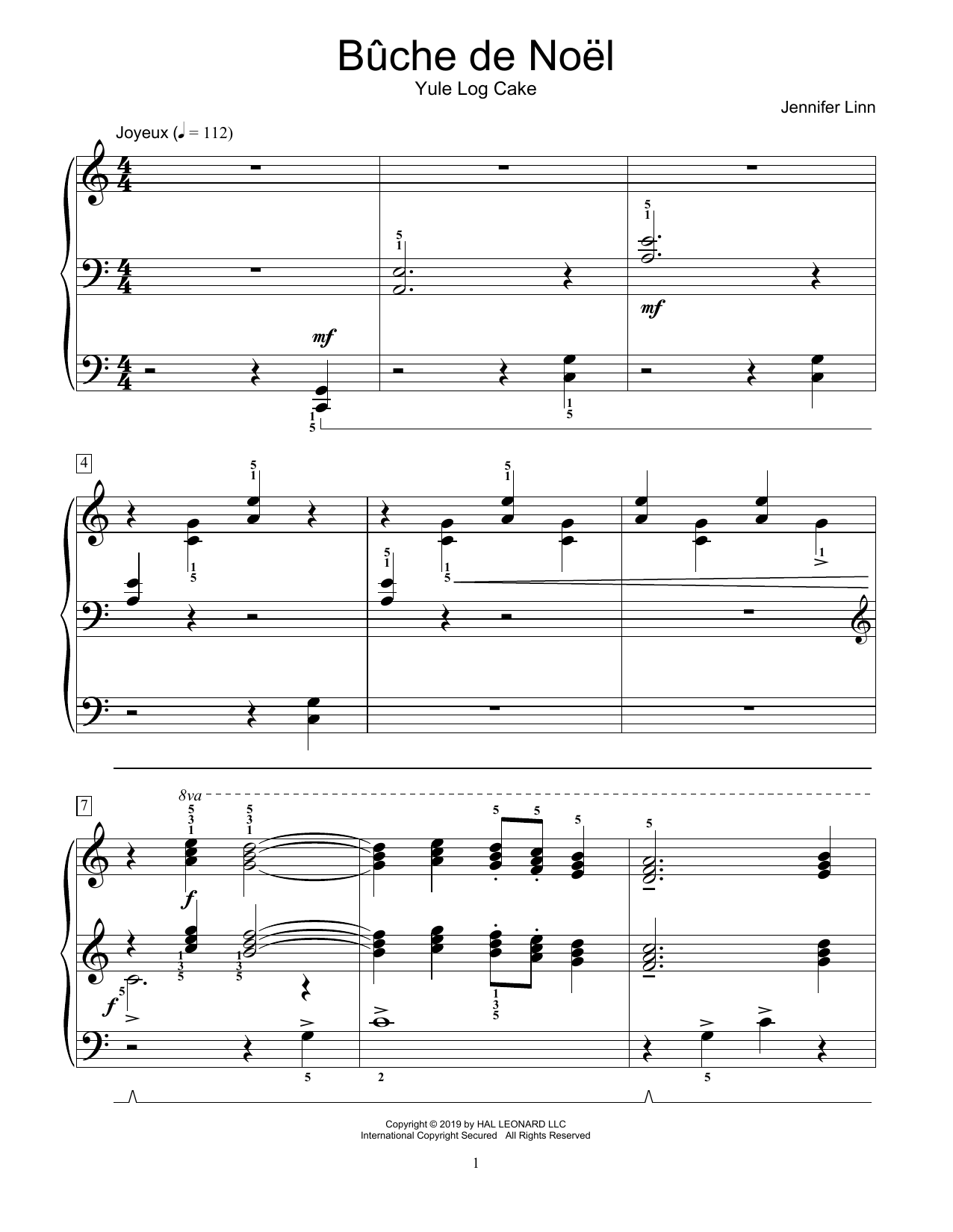Jennifer Linn Buche de Noel Sheet Music Notes & Chords for Educational Piano - Download or Print PDF