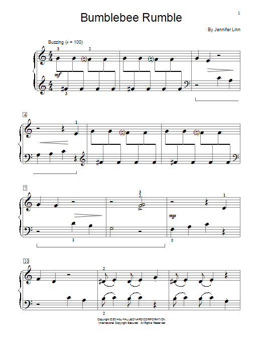 Jennifer Linn Bumblebee Rumble Sheet Music Notes & Chords for Educational Piano - Download or Print PDF