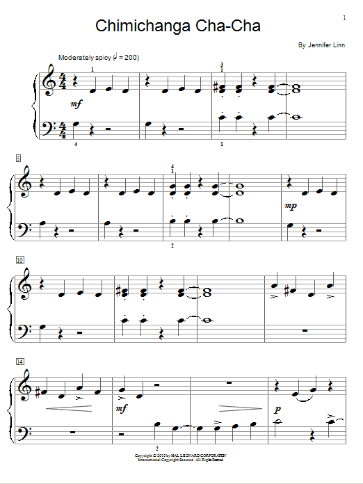 Jennifer Linn Chimichanga Cha-Cha Sheet Music Notes & Chords for Educational Piano - Download or Print PDF