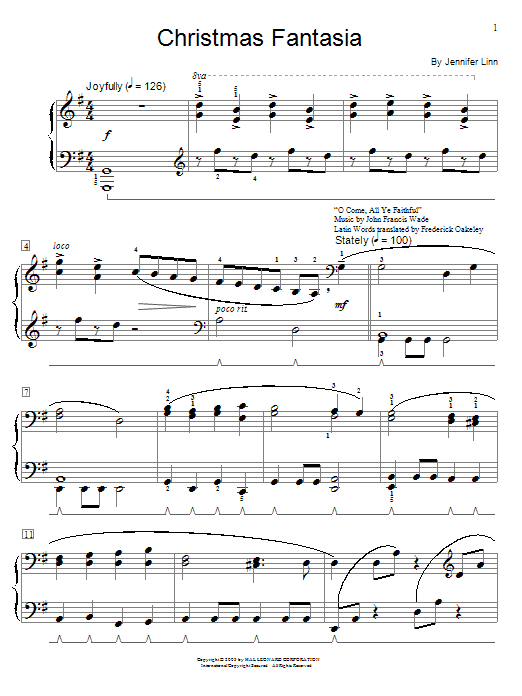 Jennifer Linn Christmas Fantasia Sheet Music Notes & Chords for Educational Piano - Download or Print PDF