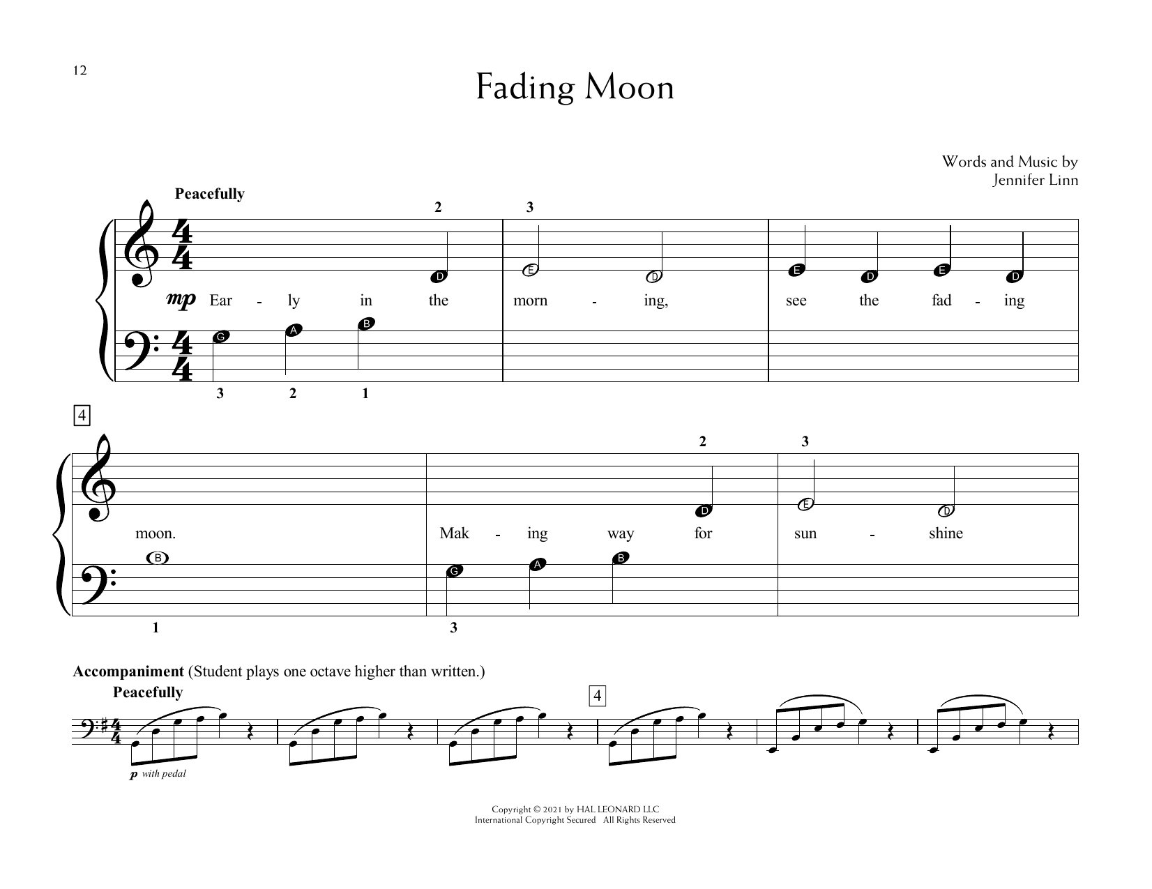 Jennifer Linn Fading Moon Sheet Music Notes & Chords for Educational Piano - Download or Print PDF