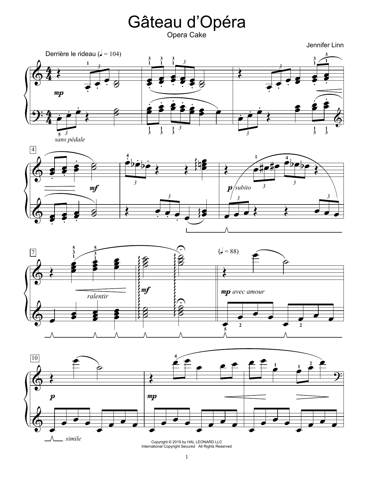 Jennifer Linn Gateau d'Opera Sheet Music Notes & Chords for Educational Piano - Download or Print PDF