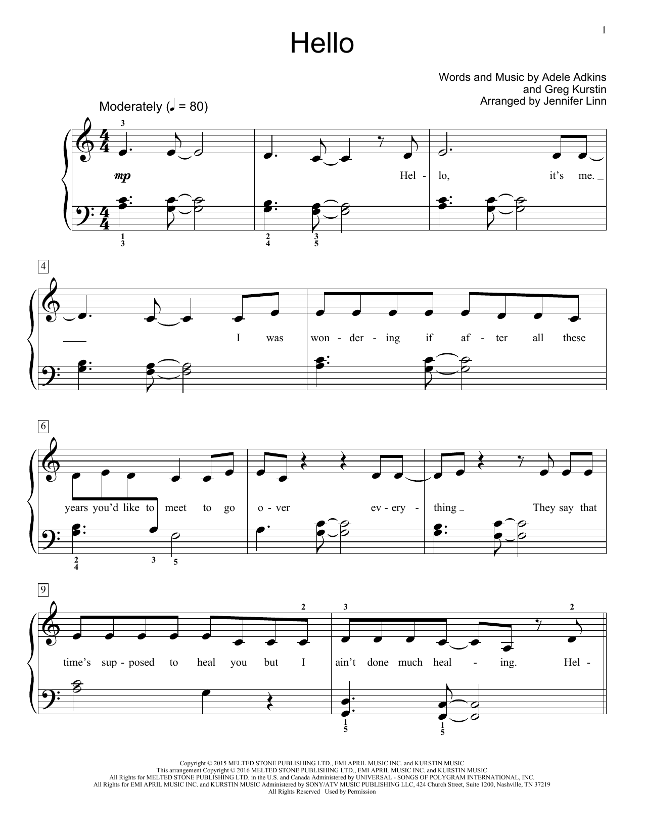 Jennifer Linn Hello Sheet Music Notes & Chords for Educational Piano - Download or Print PDF