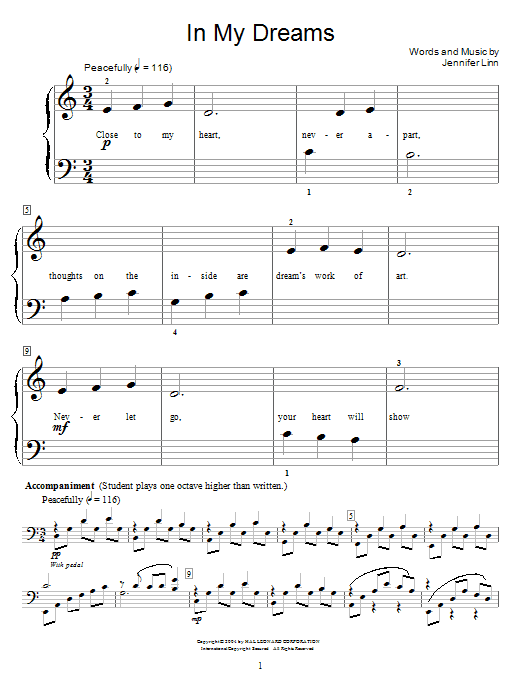 Jennifer Linn In My Dreams Sheet Music Notes & Chords for Educational Piano - Download or Print PDF