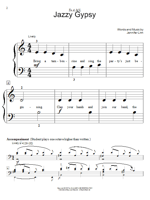 Jennifer Linn Jazzy Gypsy Sheet Music Notes & Chords for Piano Duet - Download or Print PDF