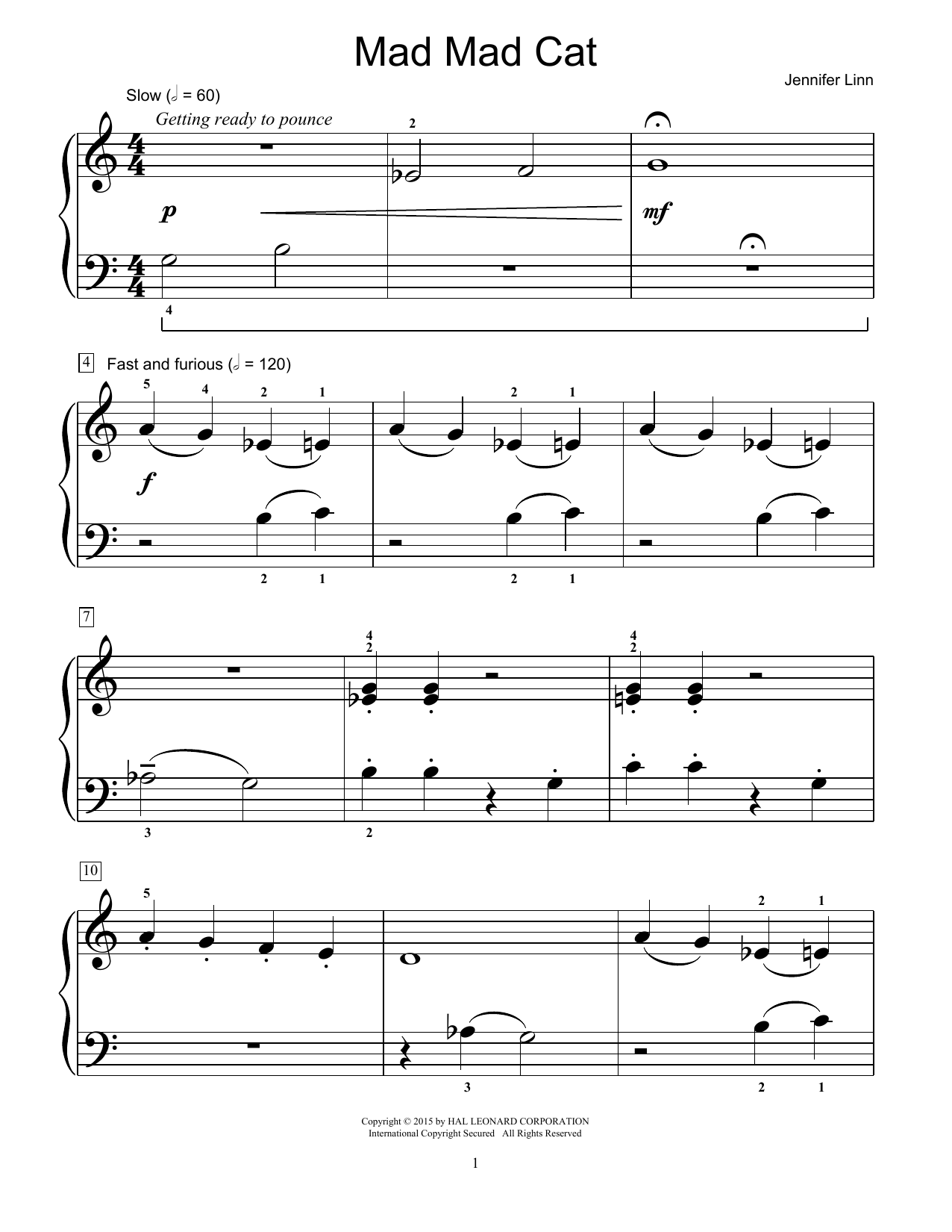 Jennifer Linn Mad Mad Cat Sheet Music Notes & Chords for Educational Piano - Download or Print PDF