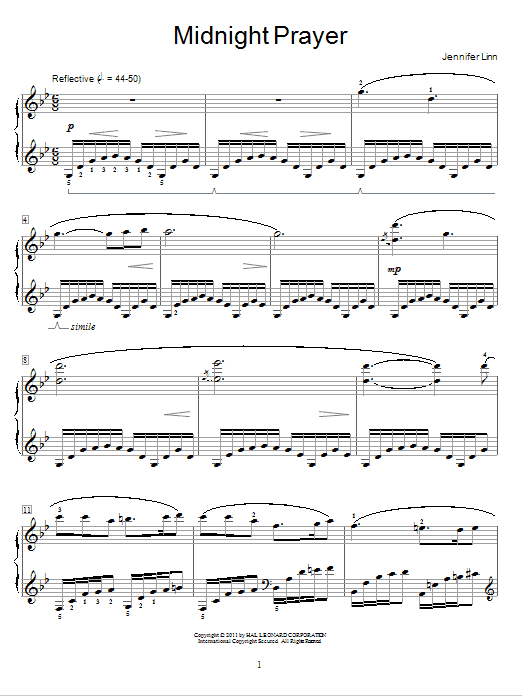 Jennifer Linn Midnight Prayer Sheet Music Notes & Chords for Educational Piano - Download or Print PDF